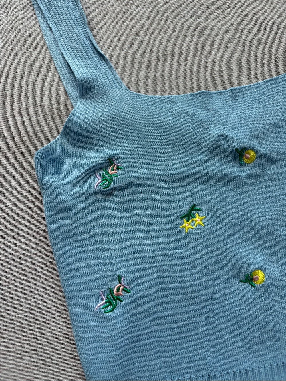 Cider baby blue embroidered knit coquette crop top in size M - Picture 3 of 7
